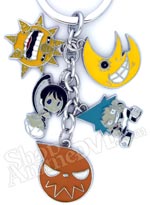 Soul Eater Metal Keychain: Chibi Black Star and Tsubaki with Logos